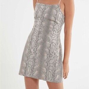 UO Textured Snake Print Mini Dress print Beige L At Urban Outfitters women L